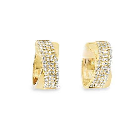 14K Yellow Gold 0.63 CTW Diamond Hoop Earrings