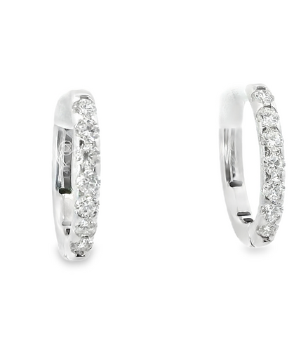 14K White Gold And 0.53 CTW Diamond Hoop Earrings