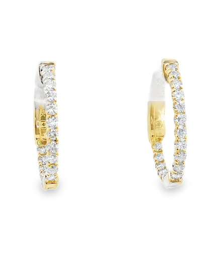 14K Yellow Gold And Diamond Hoop Earrings