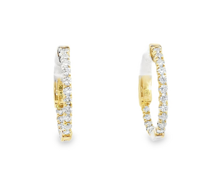 14K Yellow Gold 0.50 CTW Diamond Hoop Earrings