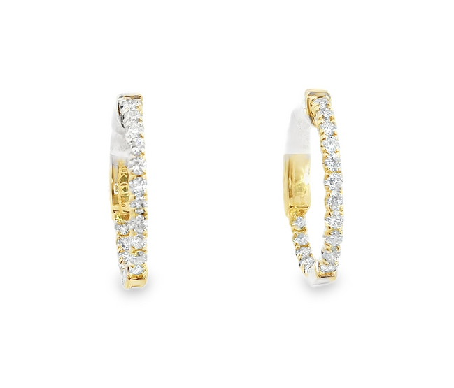 14K Yellow Gold 0.50 CTW Diamond Hoop Earrings