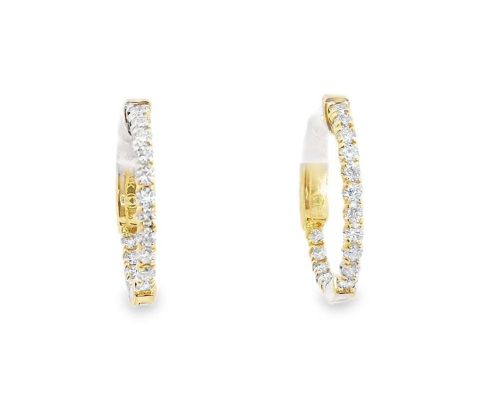 14K Yellow Gold 0.50 CTW Diamond Hoop Earrings