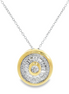 14K Gold Tow-Tone Circlular Diamond Pendant Necklace