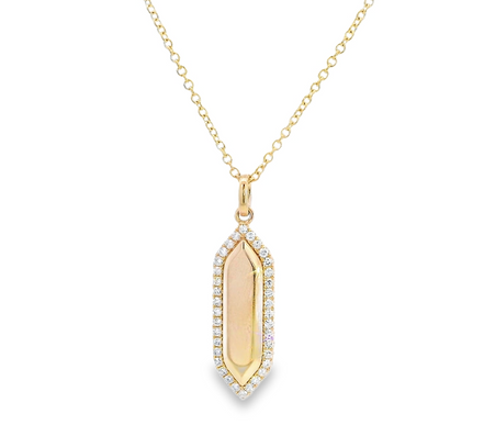 14K Yellow Gold And Diamond Engraveable Pendant Necklace