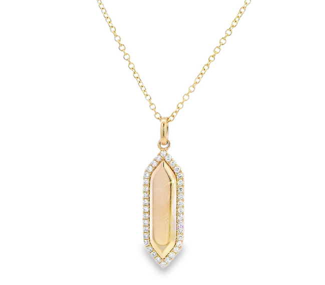 14K Yellow Gold 0.18 CTW Diamond Engraveable Pendant Necklace