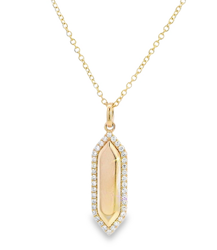 14K Yellow Gold 0.18 CTW Diamond Engraveable Pendant Necklace