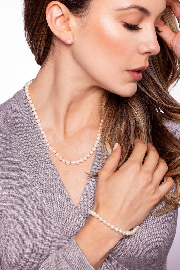 Imperial Pearl Sterling Silver Freshwater Pearl Wood Box Gift Set