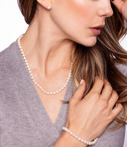 Imperial Pearl Sterling Silver Freshwater Pearl Wood Box Gift Set