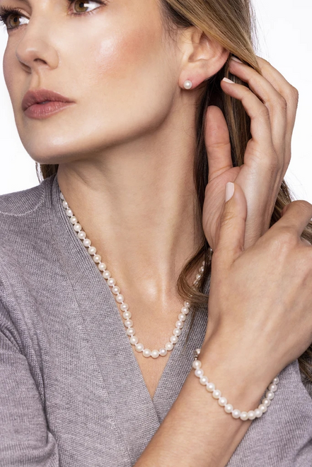 Imperial Pearl Sterling Silver Freshwater Pearl Wood Box Gift Set