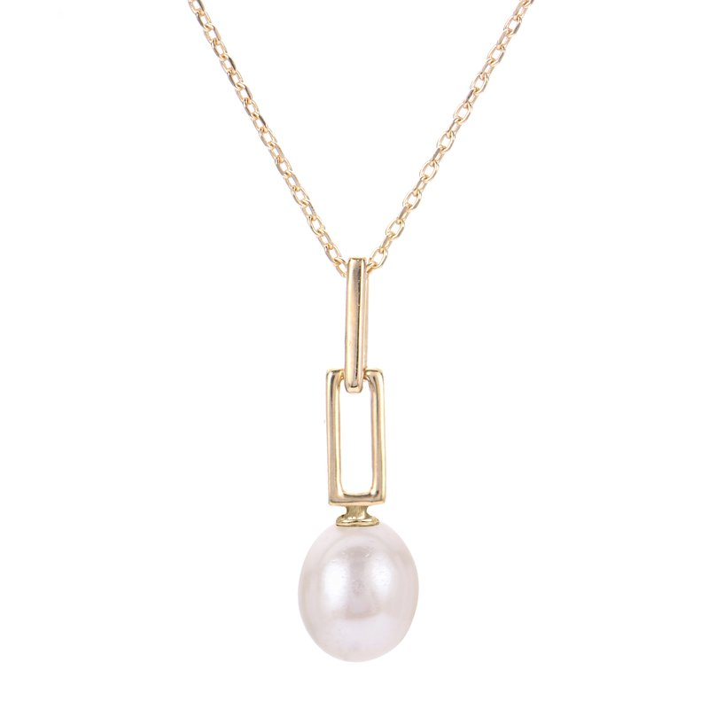 Imperial Pearl 14K  Gold And Freshwater Pearl Paperclip Pendant Necklace