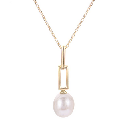 Imperial Pearl 14K  Gold And Freshwater Pearl Paperclip Pendant Necklace
