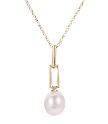 Imperial Pearl 14K  Gold And Freshwater Pearl Paperclip Pendant Necklace