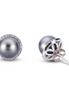 Imperial Pearl 14K White Gold Tahitian Pearl And Halo Diamond Earrings