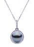 Imperial Pearl 14K Gold Tahitian Pearl And Diamond Halo Pendant Necklace
