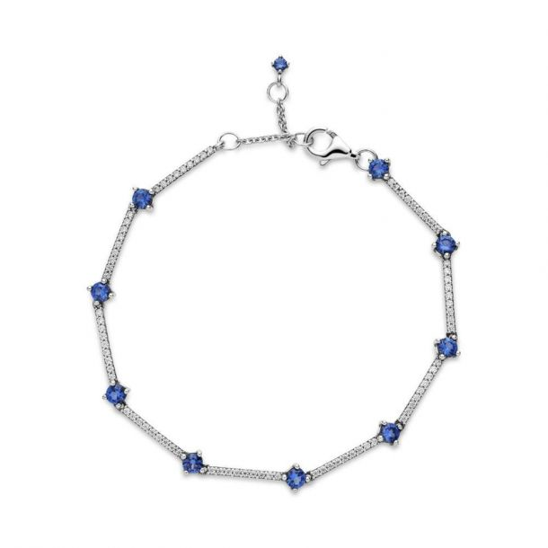 Pandora Timeless Blue Sparkling Pavé Bars Bracelet Size 20