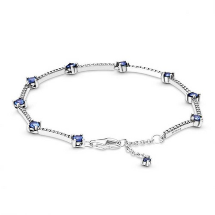 Pandora Timeless Blue Sparkling Pavé Bars Bracelet Size 20