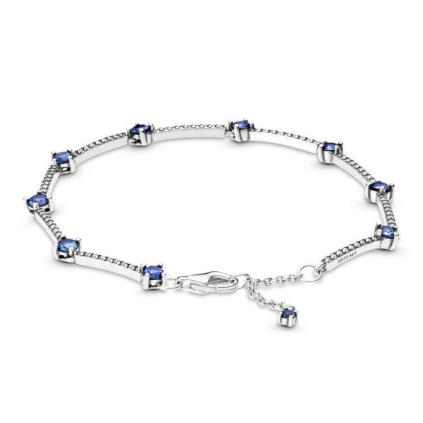 Pandora Timeless Blue Sparkling Pavé Bars Bracelet Size 20