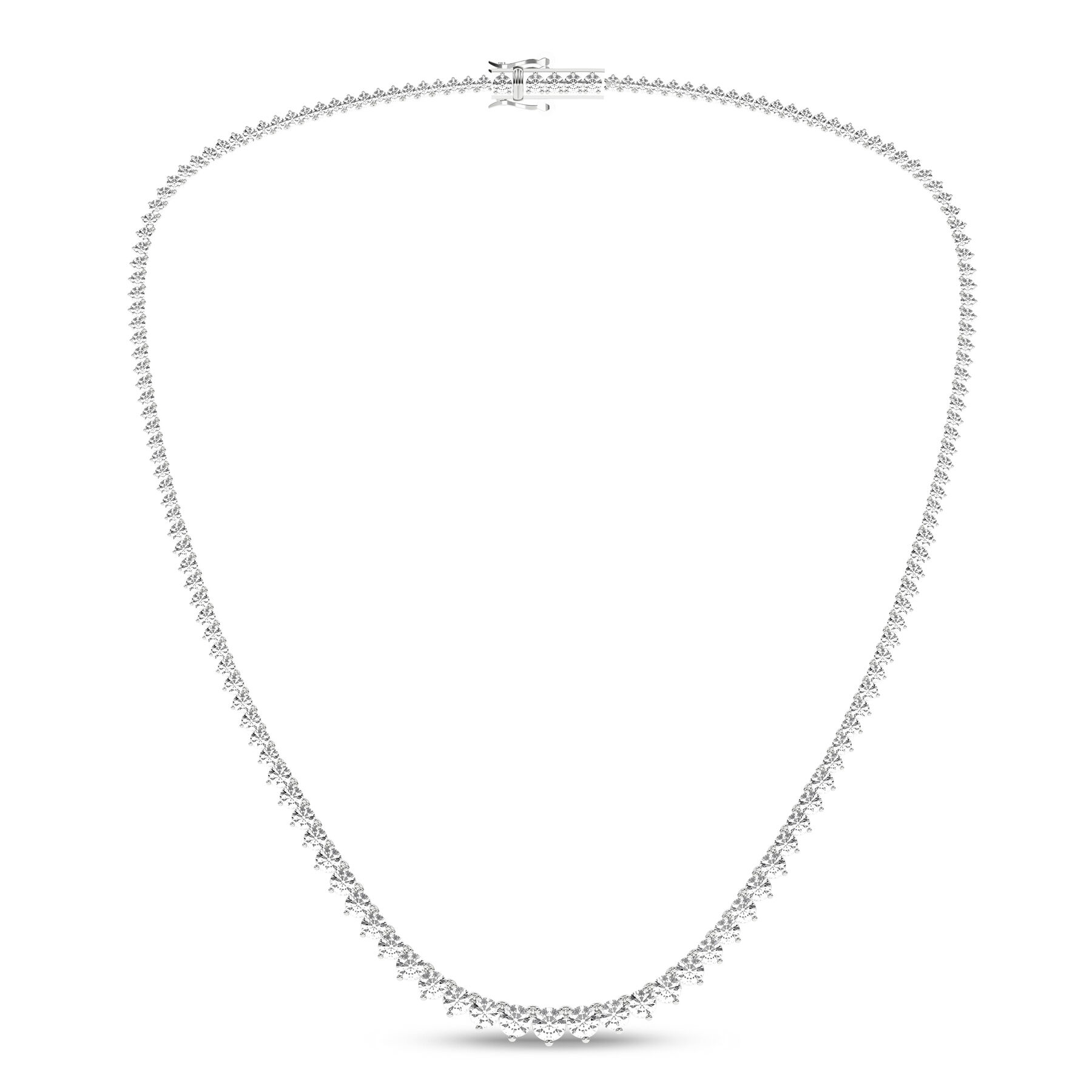 Revelation 14K White Gold And Graduated 10 CTW Lab Grown Diamond Tennis Necklace