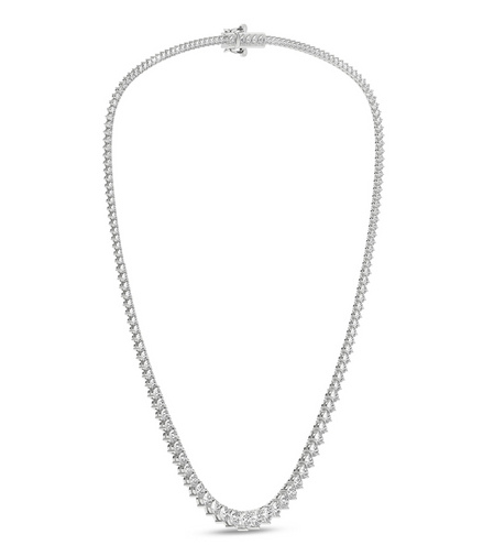 Revelation 14K White Gold And Graduated 10 CTW Lab Grown Diamond Tennis Necklace