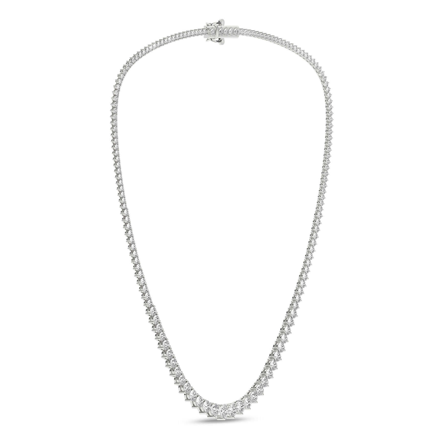 Revelation 14K White Gold And Graduated 10 CTW Lab Grown Diamond Tennis Necklace