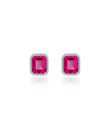Lafonn 1.76 CTW Simulated Diamond And Emerald Cut Ruby Birthstone Earrings