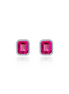 Lafonn 1.76 CTW Simulated Diamond And Emerald Cut Ruby Birthstone Earrings