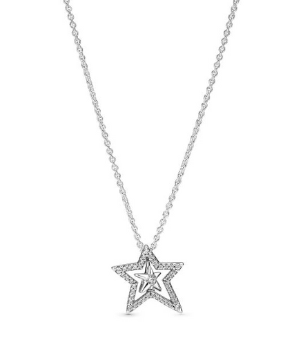 Pandora Moments Pavé Asymmetric Star Collier Necklace 45 cm