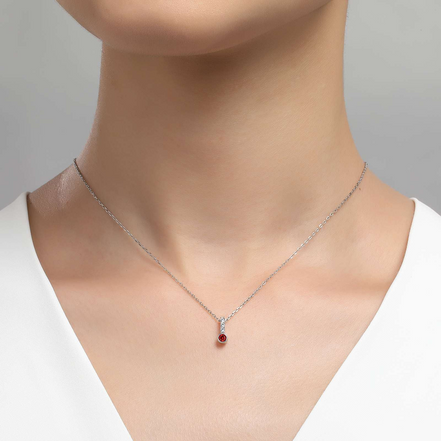 Lafonn 0.17 CTW Simulated Diamond And Garnet January Birthstone Love Pendant