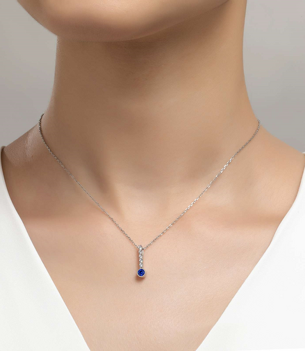 Lafonn 0.32 CTW Simulated Diamond And Lab Grown Sapphire September Birthstone Love Pendant