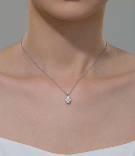 LaFonn 2 CTW Simulated Diamond Oval Solitaire Necklace