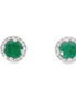 Ladies 14K White Gold Emerald And Diamond Round Earrings