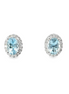 Ladies 14K White Gold Aquamarine And Diamond Oval Earrings