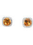 14K Yellow Gold Diamond And Citrine Halo Earrings