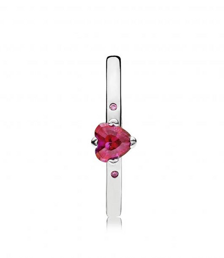 Pandora Moments "You And Me" Sparkling Red Heart Ring Size 6