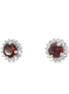 Ladies 14K White Gold Garnet And Diamond Round Earrings