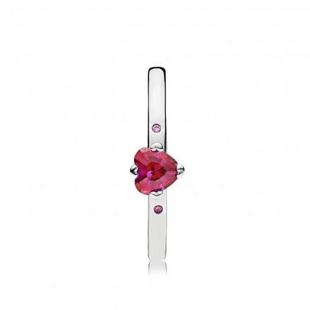 Pandora Moments "You And Me" Sparkling Red Heart Ring Size 7.5