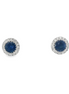 14K White Gold Diamond And Sapphire Halo Earrings