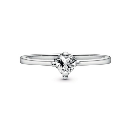 Pandora Timeless Clear Heart Solitaire Ring Size 6