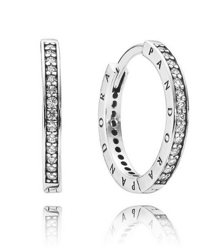 Pandora Signature Sparkle and Pandora Logo Hoop Earrings
