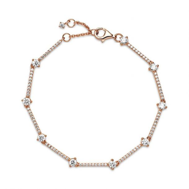Pandora Timeless Sparkling Pavé Bars Bracelet Size 18