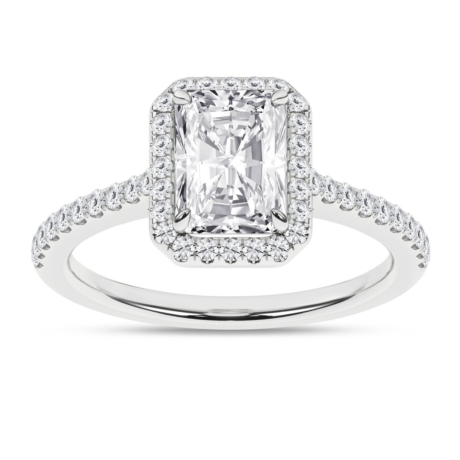 Revelation 14K Gold  2.25 CTW Radiant-Cut Lab Grown Diamond Halo Engagement Ring