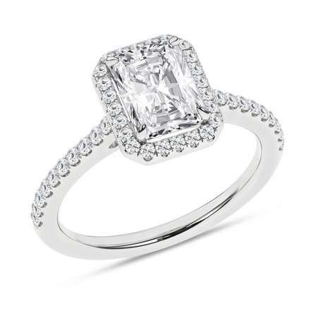 Revelation 14K Gold  2.25 CTW Radiant-Cut Lab Grown Diamond Halo Engagement Ring