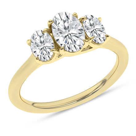 14K Gold 2 CTW Lab Grown Diamond 3 Stone Engagement Ring