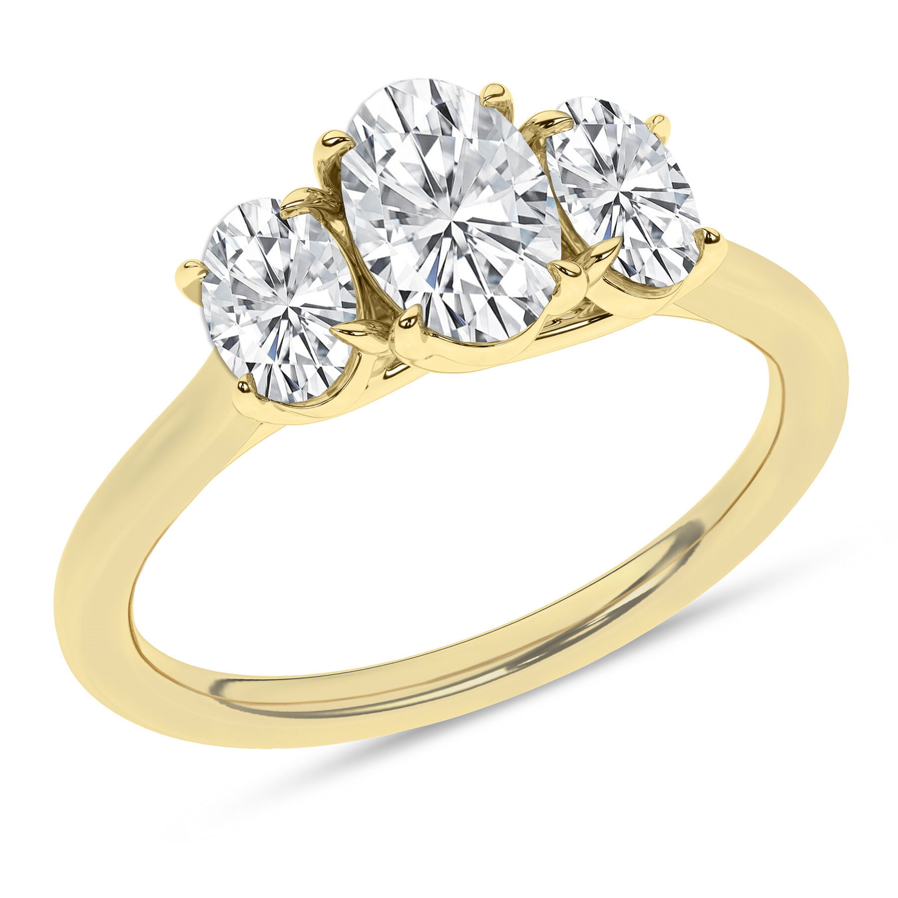 14K Gold 2 CTW Lab Grown Diamond 3 Stone Engagement Ring