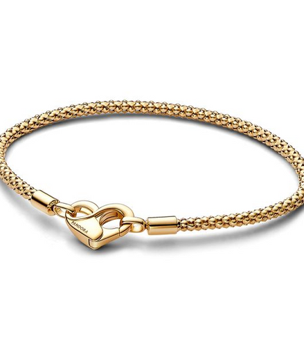Pandora Moments 14K Gold-Plated Studded Chain Bracelet Size 16