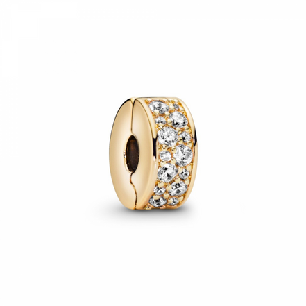 Pandora Timeless  14K Gold Plated Clear Pavé Clip Charm