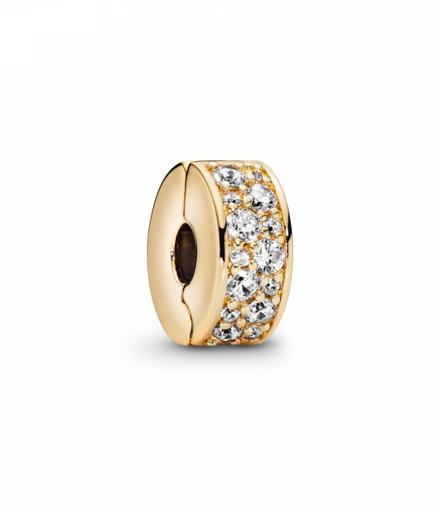 Pandora Timeless  14K Gold Plated Clear Pavé Clip Charm