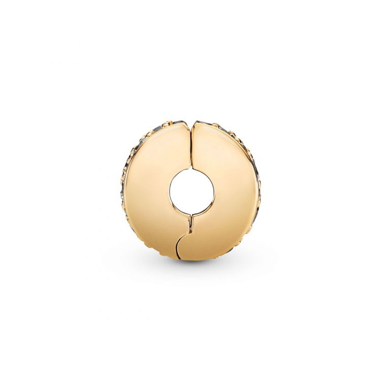 Pandora Timeless  14K Gold Plated Clear Pavé Clip Charm