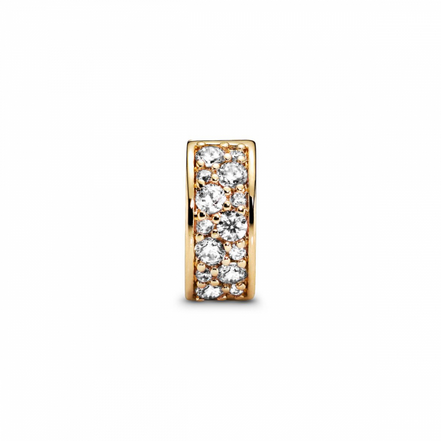 Pandora Timeless  14K Gold Plated Clear Pavé Clip Charm