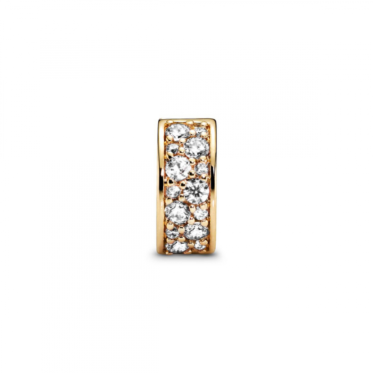 Pandora Timeless  14K Gold Plated Clear Pavé Clip Charm